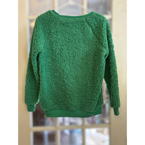 Poof New York Women's Small Green Gnome Merry Christmas Fuzzy Holiday Sweater - Picture 3 of 13